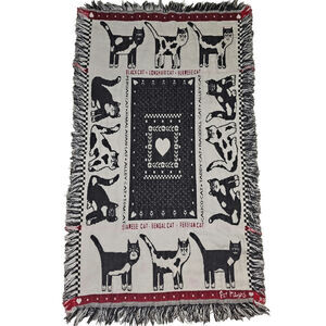 Pat Meyers Reversible Cat Breed Woven Throw Blanket - Cozy Decorative - 25"x43"